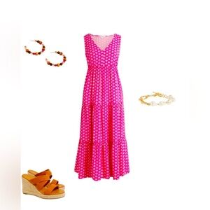 Pink Patterned Maxi Dress J Crew